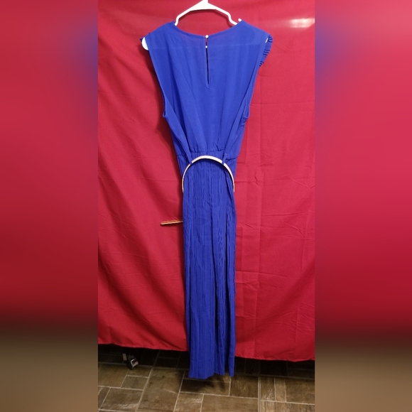 C.Cline blue flutter sleeve wide leg jumpsuit size XL - Picture 3 of 5